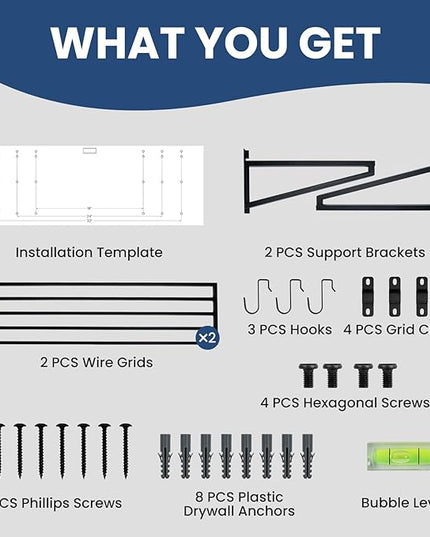 1-Pack Garage Wall Shelves, 2' x 4' Heavy Duty Wall Mounted Storage Rack with 3 Hooks, 250 lbs Capacity, Steel Garage Organization Shelving for Tools, Bins, and Power Equipment
