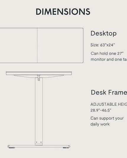FLEXISPOT Standing Desk Electric Height Adjustable Desk with 63 x 24 Inches Splice Board, Ergonomic Memory Controller, Maple Top + White Frame