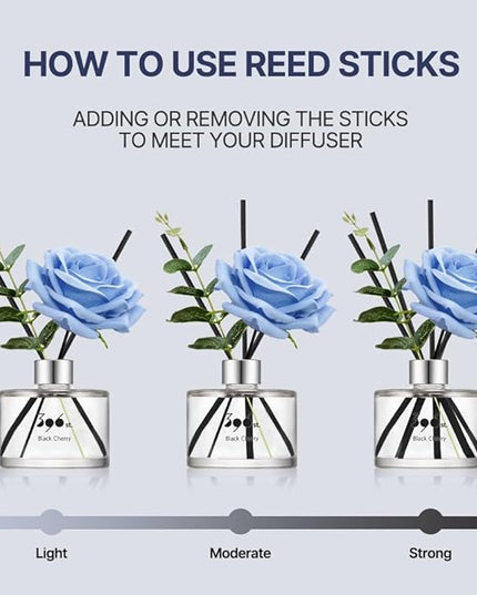 396 st. Rose Flower Reed Diffuser, Black Cherry, 200ml(6.7oz) / Reed Diffuser Sets, Home Fragrance, Scented Oils, Home & Bathroom Décor