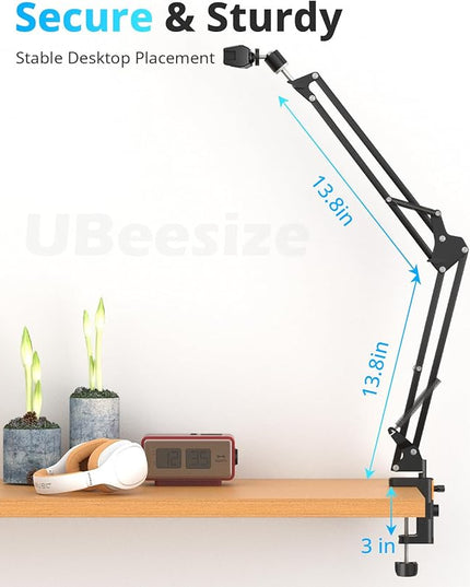 UBeesize Overhead Phone Mount, Flexible Webcam Arm with Phone Holder and Ball Head, Overhead Tripod for Phone Drawing Live Streaming Cooking Flat Photography