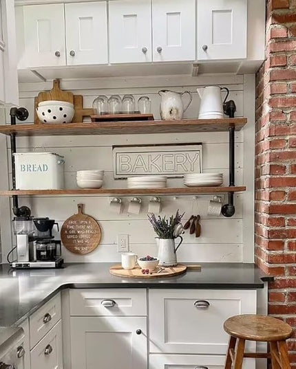 Pipe Shelves Industrial Pipe Shelving Real Wood Industrial Floating Shelves with Wood Planks 48 inch Wall Shelves Rustic Hanging Bookshelf Farmhouse Kitchen Bar Shelving