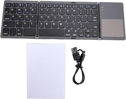 Tangxi Foldable Wireless Keyboard, Rechargeable Keyboard with Touchpad, Auto Sleep & Wake, Slim Pocket Folding Key Board for Android Wins iOS Tablet & Laptop (Grey)