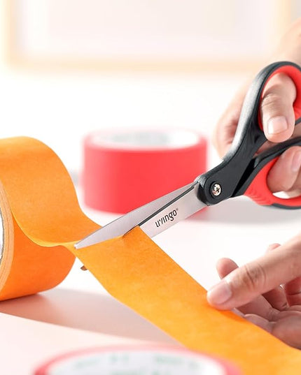 LIVINGO 8.5” Scissors All Purpose - Ultra Sharp Multipurpose 3 Pack Heavy duty Shears for Office, Home, School Sewing and Crafting Cutting Fabric, Paper, Red Comfort Grip