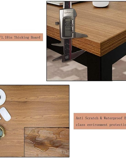 BIBOC 24X55 inches Computer Desk/Dining Table, Office Desk, Composite Wood Board Sturdy Writing Workstation for Home Office Walnut and Black Legs