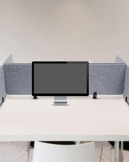 Stand Up Desk Privacy Panel, 6Pcs Clamp-On Acoustic Desk Divider Table Mounted Privacy Panel Sound Proof Dividers(2Long Panel 47.25x16In&4 Short Panel 23.6x16In) (2Long Panel -59x16In)