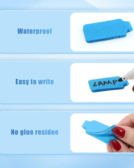 50 Pieces Cord Labels Self-Adhesive Nylon Cable Labels Tags Waterproof Wire Cable Tags or Electronics Office Computers Management and Identification (Light Blue)