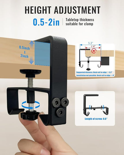No Drill Cable Management Under Desk, 48" Cord Organizer for Table, Clamp/Screw Mount Cable Tray, Premium Black Fabric Desk Cord Management Tray for Office, Home (Extra Large (48 Inch))