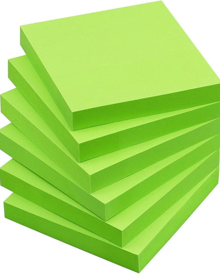 Sticky Notes 3x3 Self-Stick Notes Pads with 6 Bright Colors, Easy to Post for Office, School, Home, 6 Pads/Pack, 100 Sheets/Pad(Green)