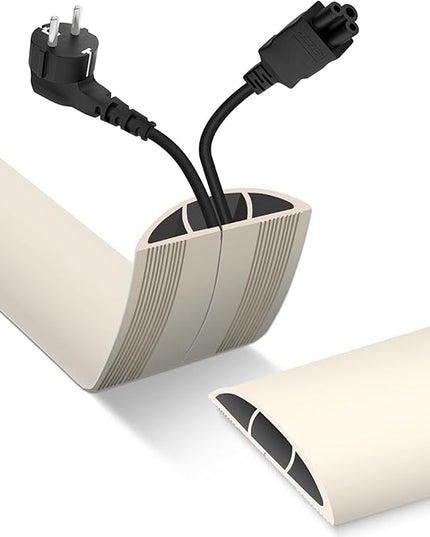 Floor Cord Cover, Cable Protector, 0.63W x 0.31H inches, Wire Cover for Extension Cords, Floor Cable Covers Prevent Cable Trips (Beige, 50-3 Feet)