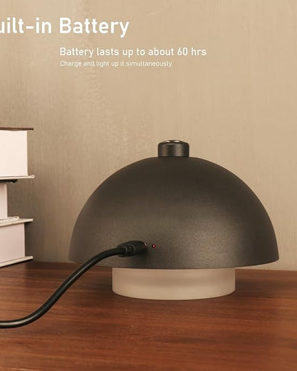 Modern Table Lamp Cordless Portable Desk Lamp, 2700K Stepless Dimming Rechargeable Battery Operated LED Lights for Bedroom, USB-C Charging, Restaurant/Bar/Night Light/Gifts (Sand Black)