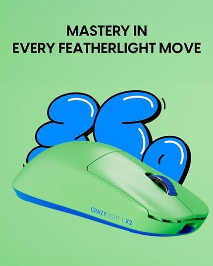 Pulsar Gaming Gears X2 Crazylight Wireless Gaming Mouse, Ultra Lightweight 1.23 oz (35g), Optical Switch, 32000 DPI, 750 IPS, XS-1 Sensor, 8k Compatible (Aqua Zest)