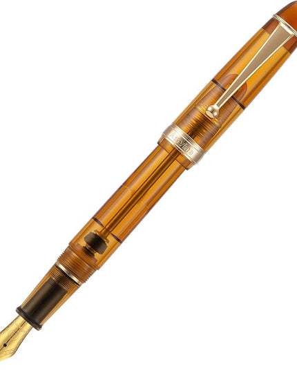 Asvine V126 Vacuum Filling Fountain Pen, Transparent Brown Acrylic Stub Nib 1.1mm Calligraphy Art Drawing with Case Set
