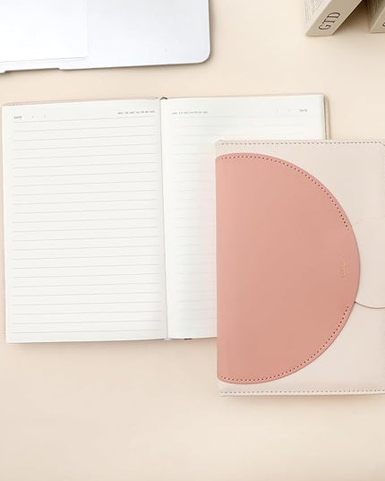 CAGIE Lined Journal for Women, 100GSM Leather Journals for Writing with Buckle Closure,A5 Hardcover Diary Journaling Notebooks for Business Work School Note Taking 5.9" x8.59 (Pink)