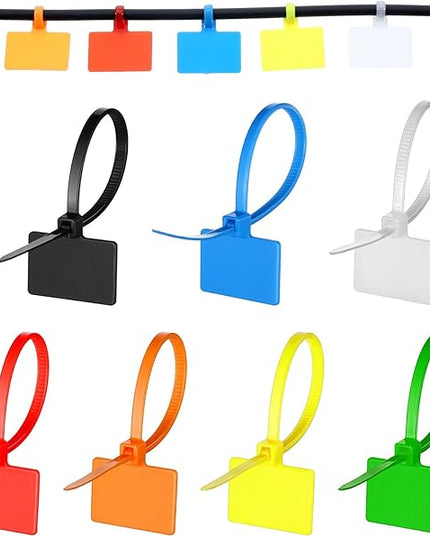 100 PCS Cable Zip Tie with Tag, Multicolor Self-Locking Wire Zip Ties Tags, Waterproof Nylon Written-on Straps Label Mark Ties for Wire Organizing Luggage Tags