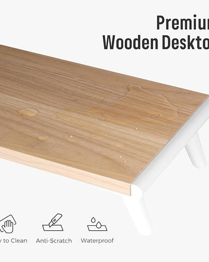 loukin Monitor Stand Riser for Desk, 22.4" x 8.3" Larger Computer Stand for Laptop, PC, Printer, Sturdy Desktop Computer Shelf with Non-Skid Rubber, Home Office, Natural Wood