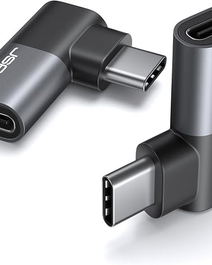 JSAUX 90 Degree USB C Male to Female Adapter 2-Pack, 40Gbps Data Transfer PD 100W Type C 3.1 Extender for Switch 2, Switch OLED, ROG Ally, Steam Deck, VR, MacBook, iPad, iPhone Air/17/16/15 and More