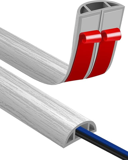 Floor Cord Covers for Wires 12FT Cable Hider Wire Cover Self Adhesive Cord Hider Floor for Offices, Homes, Workshops, Warehouses Cable Cavity 0.39" W x 0.27" H