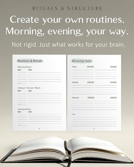 The ADHD Planner for Adults - Undated Daily & Weekly ADHD Journal for Disorganized People, 90 Days - Habit Tracker, Record Emotions & Mood - Academic Goals - Structure & Focus for Adults Brains