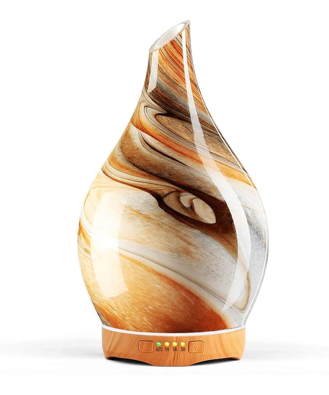 Porseme 280ml Glass Essential Oil Diffuser Aromatherapy Ultrasonic Cool Mist Humidifier 7 Running Hours Waterless Auto-Off Air Diffusers for Sleeping, Yoga, Office Working, Spa and Rest (Deep Desert)
