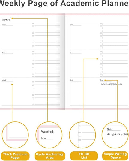 Academic Planner for 2026 or Anytime – A5 Undated Weekly Student Planner For Homeschool, High School, College & Nursing Students, 200 Pages, 5.8" x 8.5", Pink