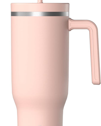 Hydrapeak Voyager 40 Oz Stainless Steel Tumbler with Handle, Insulated Water Bottle With Straw & Lid, Cupholder Friendly Reusable Travel Mug (Peony)