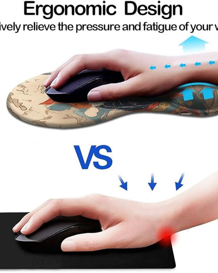 Ergonomic Mouse Pad with Wrist Support,Mouse Pad with Wrist Rest and Coaster Set,Office Supplies Non-Slip Mouse Pads for Desk, Non-Slip Comfortable,Cute Cat