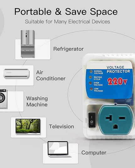BSEED Surge Protector Outlet, Power Surge Protector for Home Appliances, Adjustable Voltage Regulator, 220V, 4400W, 1 Pack