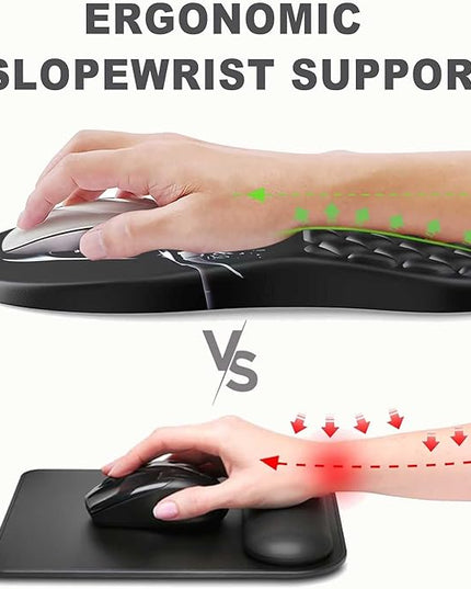 Ergonomic Mouse Pad with Wrist Rest, Soft Mousepad with Massage Design, Memory Foam and Non-Slip PU Base for Pain Relief, Gaming Mouse Pad for Desk, Home, Office, Black