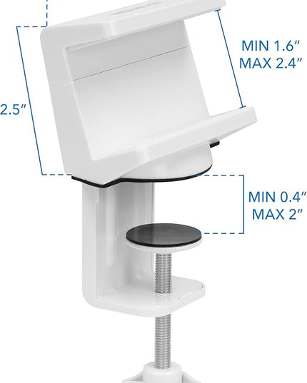 Mount-It! Power Strip Holder Clamp Desk Mount with Included Surge Protector | White Desktop Power Outlet with 3 USB Ports and 3 AC Power Outlets | Adjustable Power Strip Clamp Mount