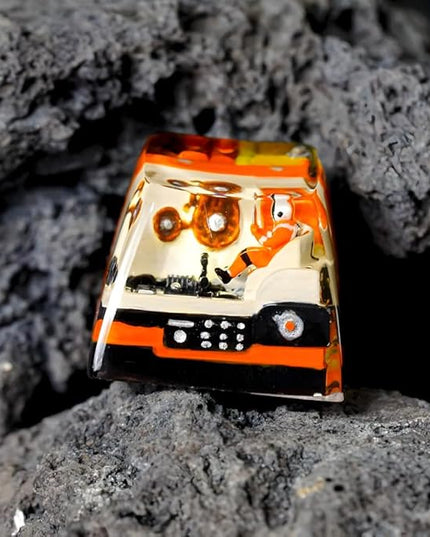 Astronaut Custom Artisan Keycap with Orange Spaceship R1 SA Profile Astronauts Keycaps 1U ESC Handmade Gaming Resin Key Cap Cherry MX Switch Compatible Mechanical Keyboard Space Lover Gift