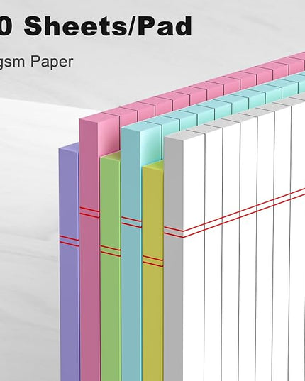 Small Note Pads 5x8" – 6 Vibrant Colors Notepad, College Ruled, 30 Sheets Each | Perfect for Work, School & Creative Notes! Legal Pads 5 x 8 Perforated Narrow Ruled Pads of Paper (Multicolor 6)