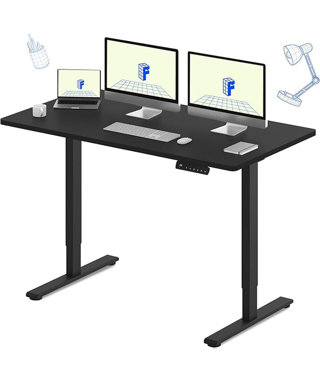 FLEXISPOT E3 Dual Motor 60 x 24 Electric Standing Desk Sit Stand Up Desk, Holds 220 lbs, Adjustable Height w/ Memory Presets, One-Piece Black Desktop & Black Frame, Ships in 2 Boxes