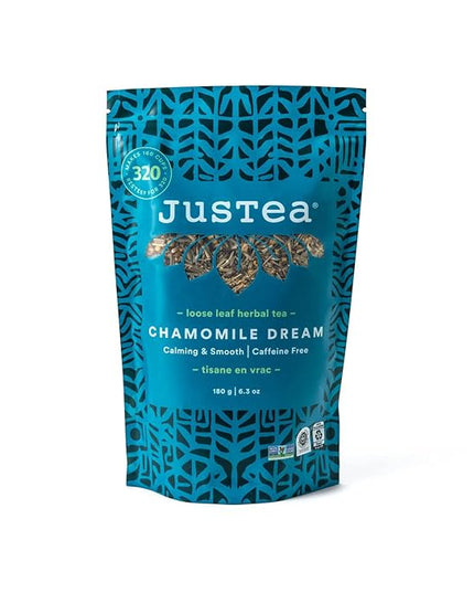 JusTea CHAMOMILE DREAM | Loose Leaf Herbal Tea | Recyclable Refill Pouch | 160+ Cups (6.3oz) | Caffeine Free | Award-Winning | Fair Trade | Non-GMO