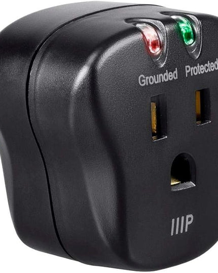 Monoprice 1 Outlet Portable Mini Surge Protector - UL Rated, 540 Joules, With Grounded And Protected Light Indicator, Black