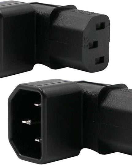 IEC C14 to C13 Power Adapter PDU Plug/Socket Up 90 Degree for LCD Wall Mount TV 2 Pack