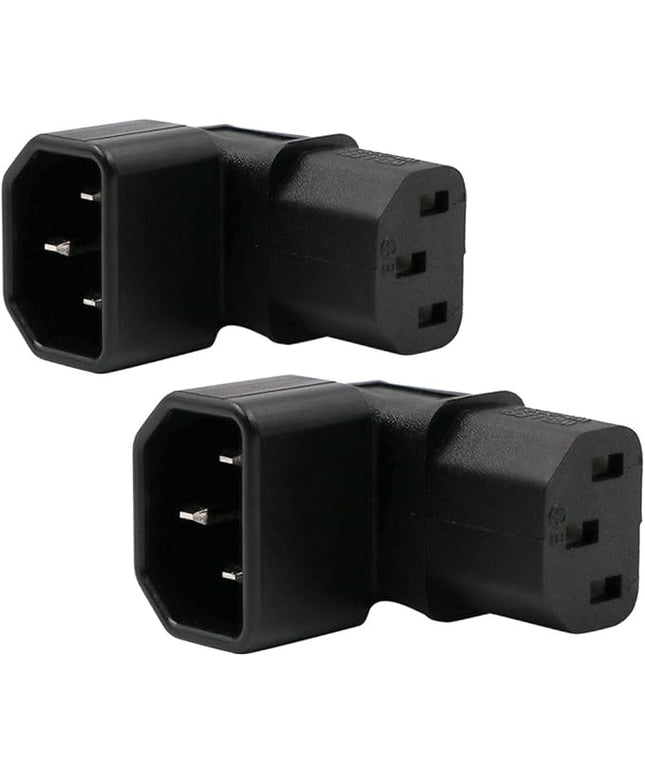 IEC C14 to C13 Power Adapter PDU Plug/Socket Up 90 Degree for LCD Wall Mount TV 2 Pack