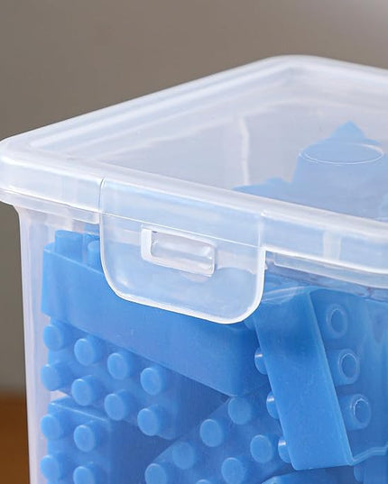 10 Pack Small Clear Storage Bins with Lids - Stackable Plastic Organizer Boxes for Crafts, Art Supplies, Jewelry, Beads, Office Tools - 3.5x3.5x4.5 Inch, Square Medium
