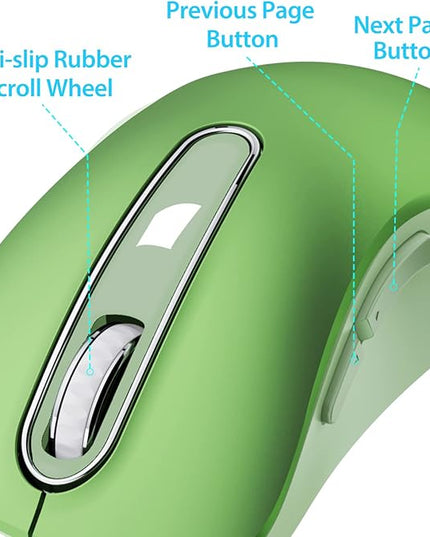 memzuoix 2.4G Wireless Mouse, 1400 DPI Mobile Optical Cordless Mouse with USB Receiver, Portable Computer Mice for Laptop, PC, Desktop, MacBook, 5 Buttons (Mint Green)
