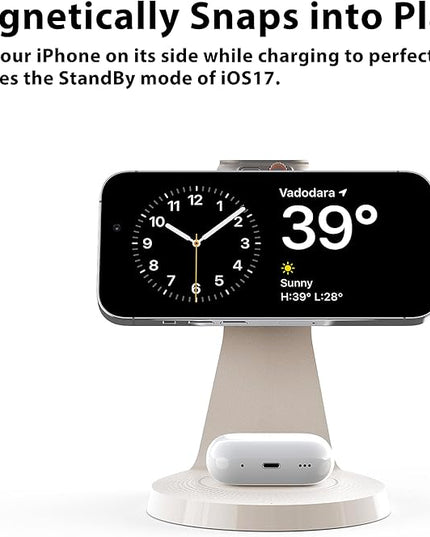 3 in 1 Charging Station for Apple Devices,Mag-Safe Charger Stand Fast Charging,Wireless Charger for iPhone 16/15/14/13/12 Series,& AirPods,& iWatch(USB Charger Included)