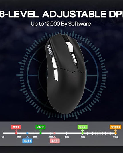 EPOMAKER Click Lite Wireless Gaming Mouse, 800 to 12,000 DPI Adjustable, PAW3311 Sensor, 500mAh, 59g, 2.4G/BT/USB-C Rechargeable Wireless Mouse with 5 Programmable Buttons for PC/Mac/Linux (Black)