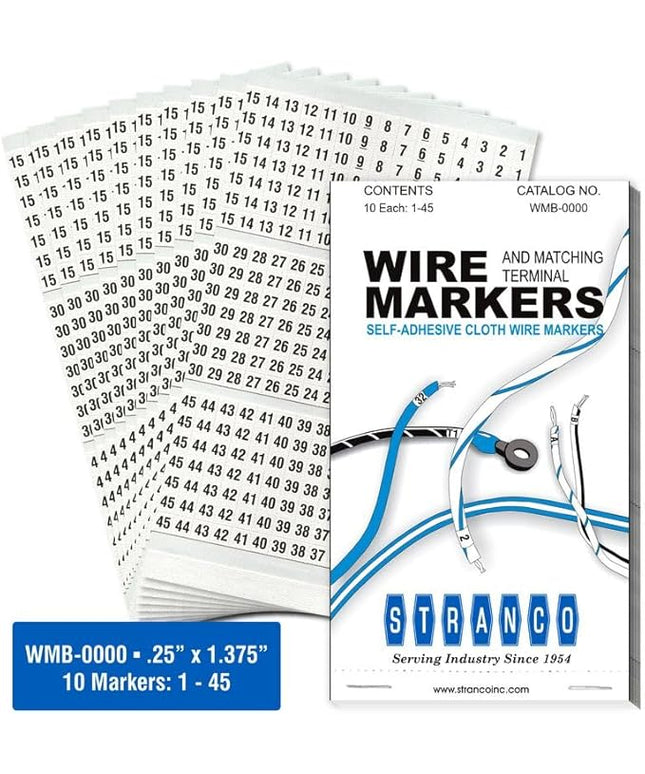 Premium Wire Marker Book for Cable Management, Vinyl-Coated, High-Tack Adhesive, Electric Panel Wire Label Stickers - 10 Pages Per Book