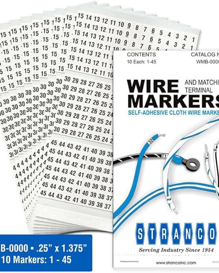 Premium Wire Marker Book for Cable Management, Vinyl-Coated, High-Tack Adhesive, Electric Panel Wire Label Stickers - 10 Pages Per Book