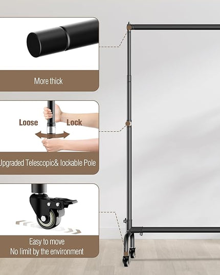 EMART Rolling Backdrop Stand with Wheels - 10 x7.5 ft (WxH) Adjustable - Moveable Photo Banner Background Holder Photography Frame Kit Adjustable for Parties Decoration Photoshoot