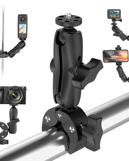 Taisioner Super Camera Clamp Mount 3.6" Socket Arm 360°Ball Head Magic Arm 1/4" Thread for Canon Nikon/Digital Camera/DSLR/Gopro/Insta360/LED Light(Gopro Adapter,Phone Holder)