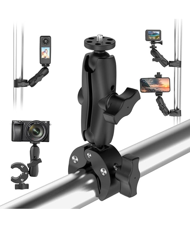 Taisioner Super Camera Clamp Mount 3.6" Socket Arm 360°Ball Head Magic Arm 1/4" Thread for Canon Nikon/Digital Camera/DSLR/Gopro/Insta360/LED Light(Gopro Adapter,Phone Holder)