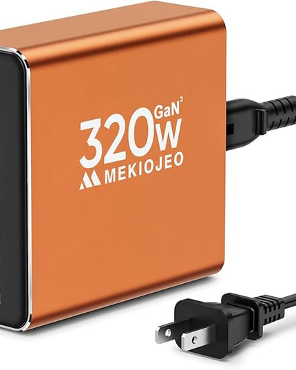 Aluminum Alloy USB C Charger GaN Charger Fast USB C Charging Station 7 Ports 65W Laptop for MacBook Pro/Air/iPad Pro/iPhone (Orange-4C3A)