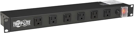 Tripp Lite 12-Outlet Rack Mount Power Strip PDU, Six Front & Six Rear Facing Outlets, 15A, 120V, 15ft Cord with Right-Angle Plug, Horizontal 1U Rack Mount, Black