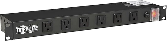 Tripp Lite 12-Outlet Rack Mount Power Strip PDU, Six Front & Six Rear Facing Outlets, 15A, 120V, 15ft Cord with Right-Angle Plug, Horizontal 1U Rack Mount, Black