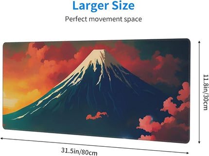 Sunset Pink Clouds Mountain Gaming Mouse Pad XL, Large Non Slip Rubber Mousepad, Stitched Edges Mouse Pads, Long Extended Mouse Pad,31.5'' X 11.8''
