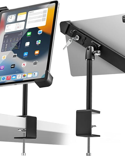 woleyi Anti-Theft Retail Kiosk Tablet Stand - [Dual Security Lock] 360° Swivel Locking iPad POS Stand Holder, for 7-11" iPad Pro/Air/Mini, Galaxy Tab, Surface, for Store Display Office Kitchen Desktop